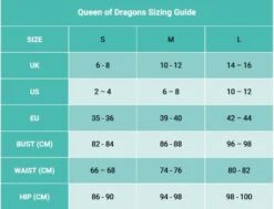 Queen Of Dragons Costume -BodySocks daenerys size chart 01